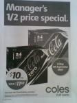 Half Price Coke 24 Can's for $10. Friday Only from Coles