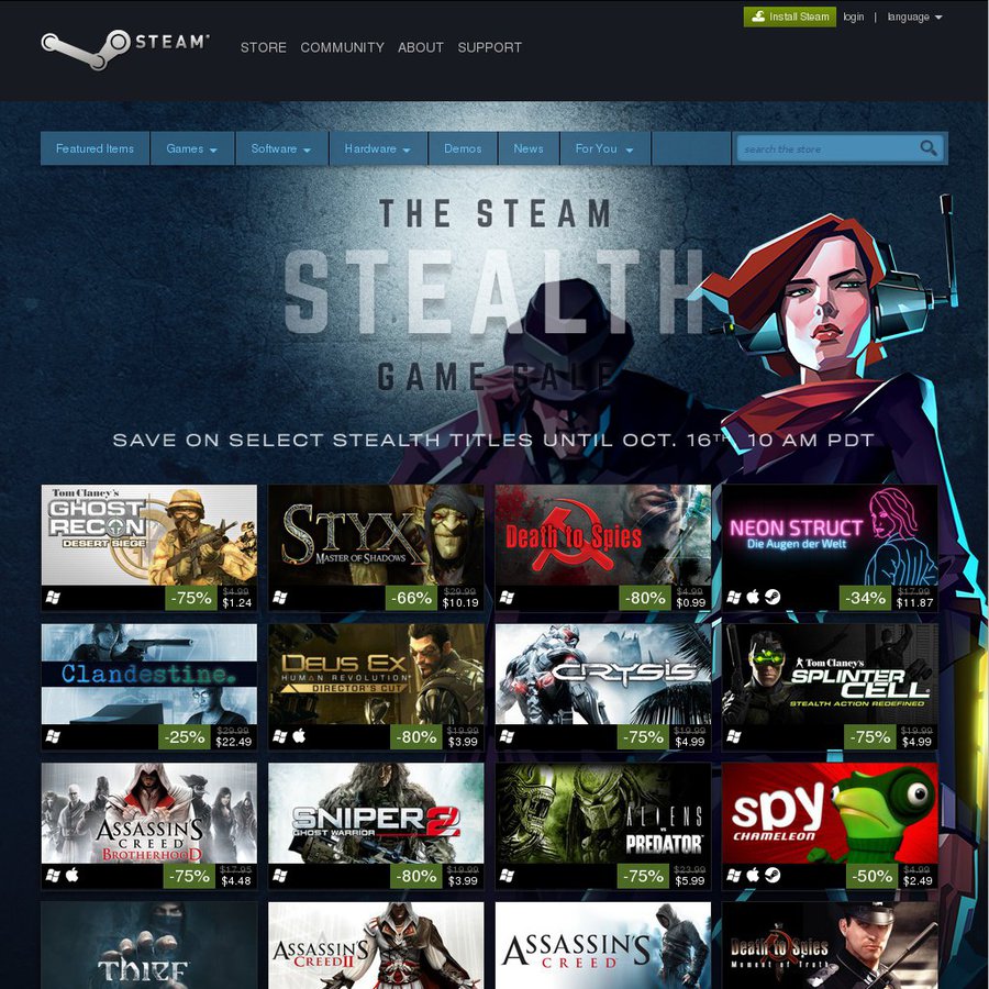 Steam Stealth Sale - 64 Stealth Games up to 90% off - OzBargain