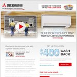 Mitsubishi Heavy Industries $50-$400 Cash Back on Selected Split System Air Conditioner Models
