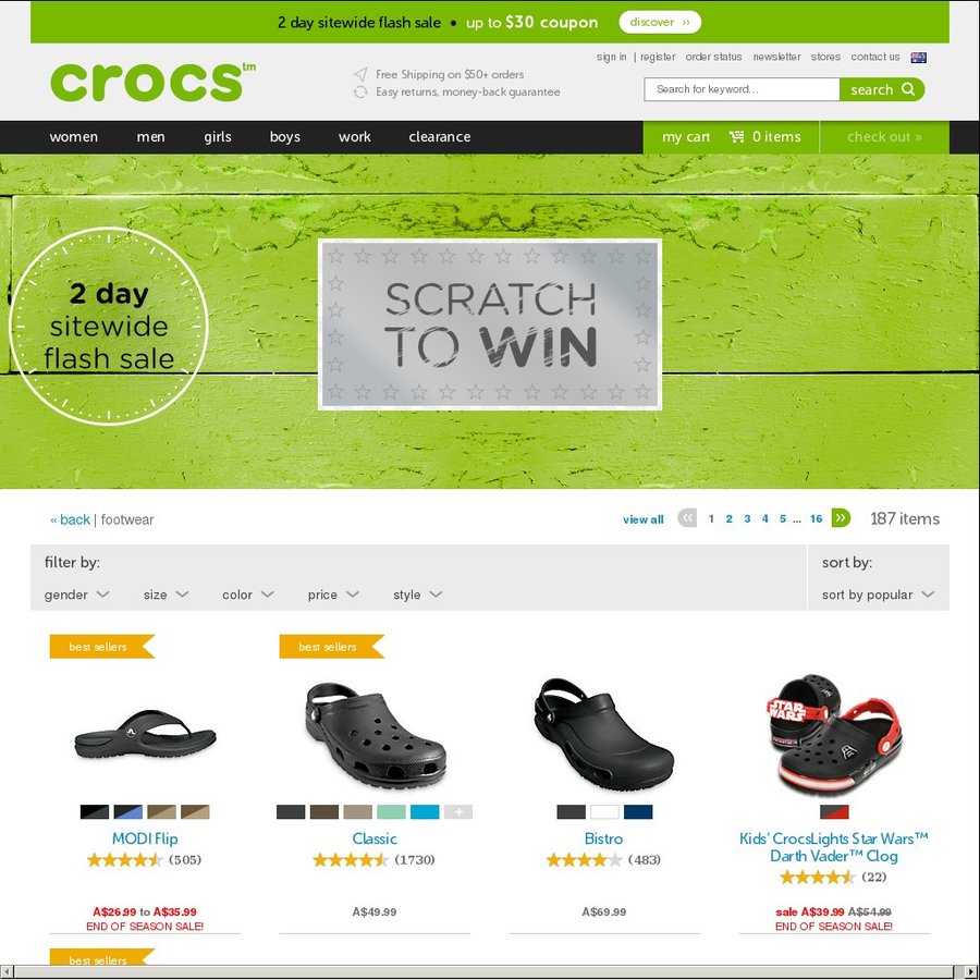 Crocs Australia $30 Coupon (Minimum Order $60, Delivery $10 or Free if Spending $50 or More