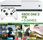Xbox One S 1TB + 5 Games + Bonus 3 Month Free Xbox Live Gold Membership Code $301.60 Delivered  @ EB Games eBay US