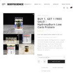 Buy 1, Get 1 Free - HydroxyBurn Low Carb 400g Protein $19.95 + Shipping ($9.90) @ Body Science (BSc)