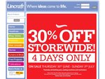 Lincraft 30% off storewide (excludes yarn, sewing machines and overlockers)