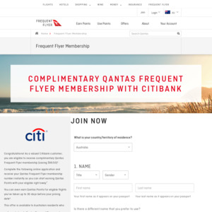Free Qantas Frequent Flyer Membership via Citibank