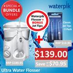 Waterpik Ultra Water Flosser - White + Classic Jet Tips 2 Packs $139 Delivered @ Better Value Pharmacy