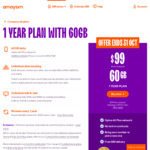12-Month Prepaid Mobile Plan (60GB, Unlimited National Talk & Text) for $99 Delivered @ amaysim