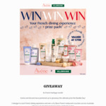 Win 1 of 5 $200 French Restaurant Vouchers and Avène/Klorane Prize Packs from Pierre Fabre Australia