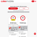 Autopay $35/$45 Coles Mobile Mth-to-Mth & Link Flybuys, Get a Gift Card Worth 10% ($30 Cap) of Largest Spend Each Month @ Coles