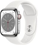 Apple Watch Series 8 (GPS + Cellular), 41mm Silver Stainless Steel + White Sport Band $649 Delivered @ Amazon AU