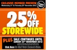 Anaconda - Member 25% off Storewide 21-25 Nov 2012