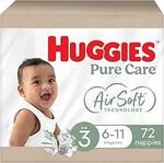 Huggies Pure Care Nappies Sizes 3-5 $26.52 ($23.87 Sub & Save, $22.54 Prime) + Delivery ($0 with Prime/ $59 Spend) @ Amazon AU