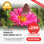 SONIQ 55″ Non-Smart 4K TV $299 Delivered to Metro Areas Only (Excl. Tas, NT, WA) / MEL C&C @ SONIQ