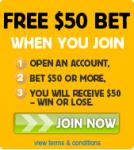 Betfair - free $50 bet when you join, bet $50 and get $50 from Betfair WIN or LOSE.