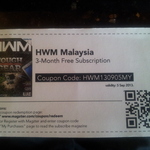Free 3-Month Subscription to HWM Malaysia, a consumer techology magazine.