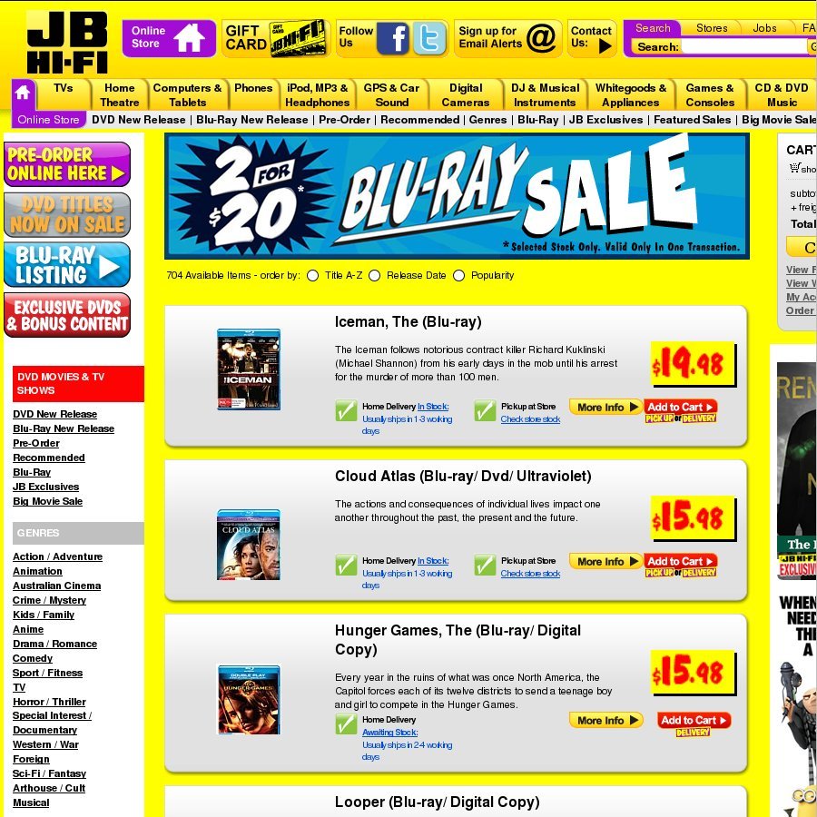 Blu Ray Titles 2 for 20 JB Hi Fi OzBargain