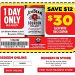 Liquorland - Jim Beam 700mL $30 (Was $42, Save $12) [Today only]