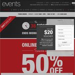 Events Womens - 50% off Everything for 36 Hours, Free Shipping Min Order $120 or $10 Flat Rate