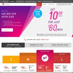 Telstra Large BYO Plan $60 Pm for a 12 Month Contract with 10GB Data and 1 Month Free Access Fee ($60)
