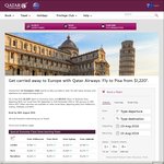 Qatar Airways Europe Sale: Barcelona $1215, Pisa $1220, Venice $1225, Amsterdam $1225 (Return) + More