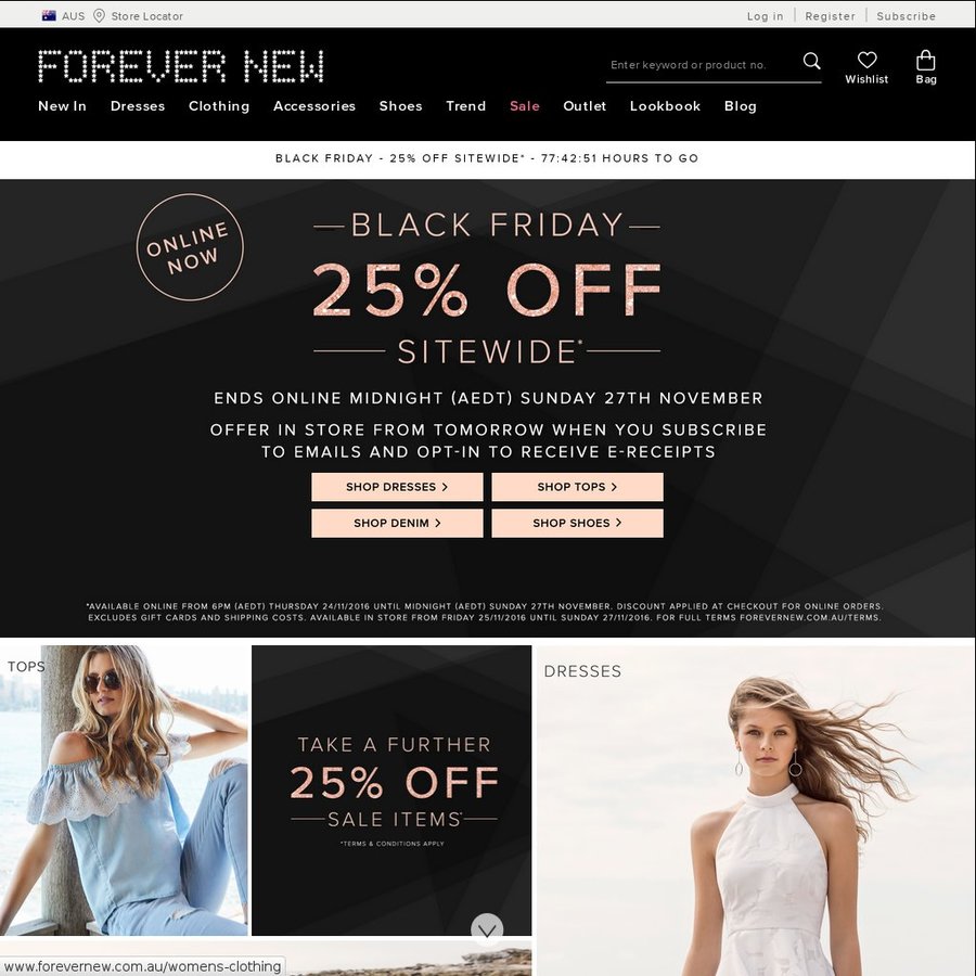 Forever New Black Friday 25 off Store Wide until Sunday Free