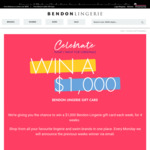Win 1 of 4 $1,000 Online Vouchers from Bendon Lingerie