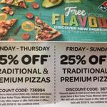 Traditional & Premium Pizzas - 35% Off Monday-Thursday, 25% Off Friday-Sunday @ Domino's