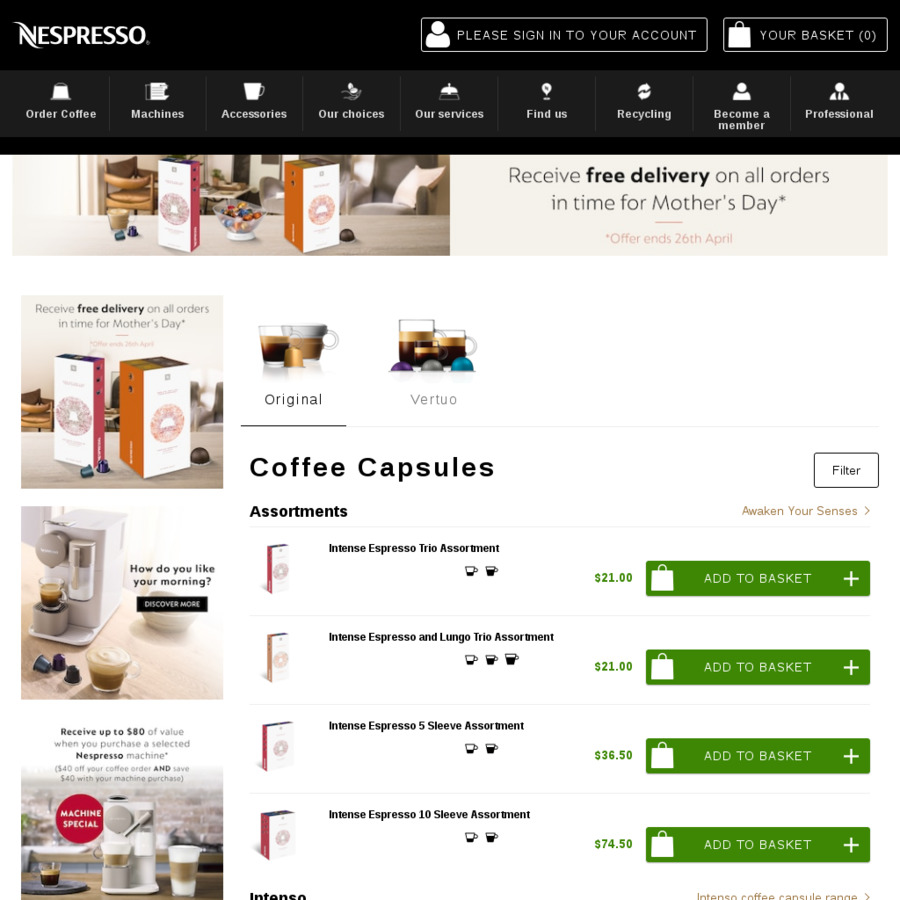 Free Shipping on All Nespresso Orders until Thursday 26th April OzBargain