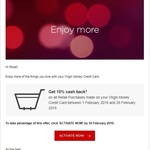 10% Cashback on Retailer Purchases from 1st Feb to 28 Feb with Virgin Money Credit Card 