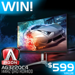 Win an AOC AGON 144Hz QHD FreeSync Gaming Monitor Worth $599 from PC Case Gear