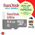 SanDisk Ultra Micro SD 64GB - 2 for $15.98, Samsung EVO Plus 64GB - 2 for $23.95 + Delivery ($0 with eBay Plus) @ SS eBay