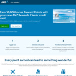 Earn 50K Bonus Rewards Points When You Apply & Spend $1000 within 3 Months with ANZ Rewards Classic Credit Card ($80 Annual Fee)