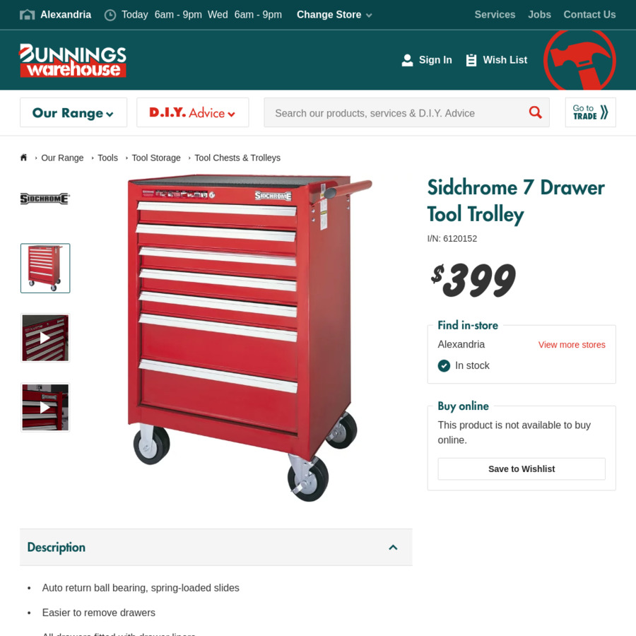 Bunnings deals tool cart