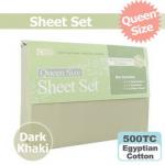 TopBuy Steal Of The Day: Queen Size Egyptian Cotton Sheet Set 500TC - Dark Khaki Colour $39.95