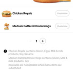Chicken Royale & Onion Rings for $5 (Usually $6.80) Pickup @ Hungry Jack's via App