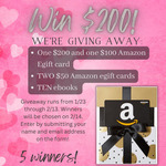 Win a $200 Amazon Gift Card, $100 Amazon Gift Card, 1 of 2 $50 Amazon Gift Cards or 10 E-Books from Jessie Gussman