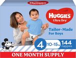 Huggies Ultra Dry Nappies Boy Size 4 (10-15kg) 144 Count $60 ($51 with Prime & S&S) Delivered @ Amazon AU