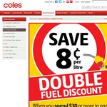 8 Cents/Litre Fuel Discount with $30 Spend @ Coles until 31 December