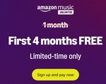 Free: 4 Months Amazon Music Unlimited for New Subscribers Only (Ongoing $12.99 Per Month) @ Amazon AU