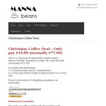2x 1kg Manna Beans Speciality Fresh Roasted Coffee Beans $43.89 (Save $34.00) + Free Delivery