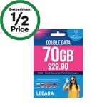 Lebara 30-Day Prepaid Starter SIM: 70GB $10 (Was $29.90) (35GB after 3 Recharges) @ Woolworths in-Store Only