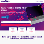 nbn 100/20 $72/Month for 6 Months, nbn FTTP/HFC 250/25 $82/Month for 6 Months (New Customers Only) @ Swoop