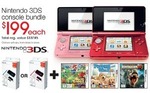 Nintendo 3DS Bundle $199 Inc. 7-in-1 Starter Pack + 3 Games