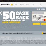 Commonwealth Bank $50 Cash Back on New Credit Cards