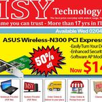 ASUS Wireless-N300 PCI Express Card Now $14 Was $28 (MSY)