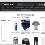 TOPMAN 15% off Clearance until 14 May