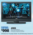 AWA 106cm HD Ready Plasma TV $998 from Big W