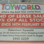 40% off All Stock @ Toy World, Pakenham VIC