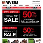 50% off Men's and Women's Clothing @ Rivers [Today & Online Only]