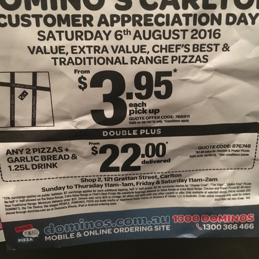 Dominos coupons ozbargain