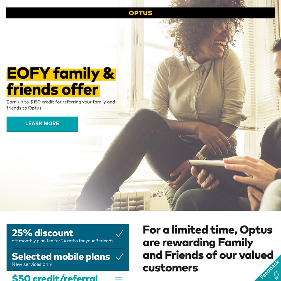 Optus EOFY Family and Friends Offer: 25% Discount On 24 Month Plans